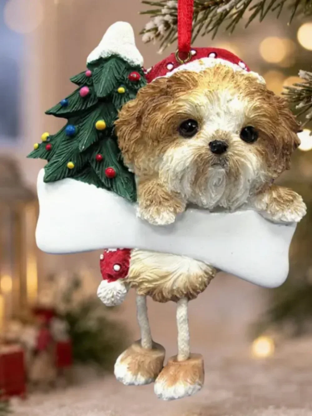 Shih Tzu tan dangling legs ornament
